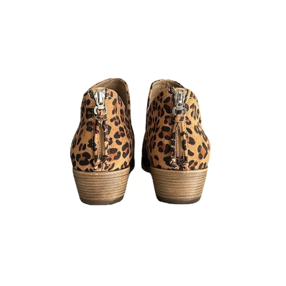 PiePieBuy Leopard Faux Suede Ankle Boots 7.5